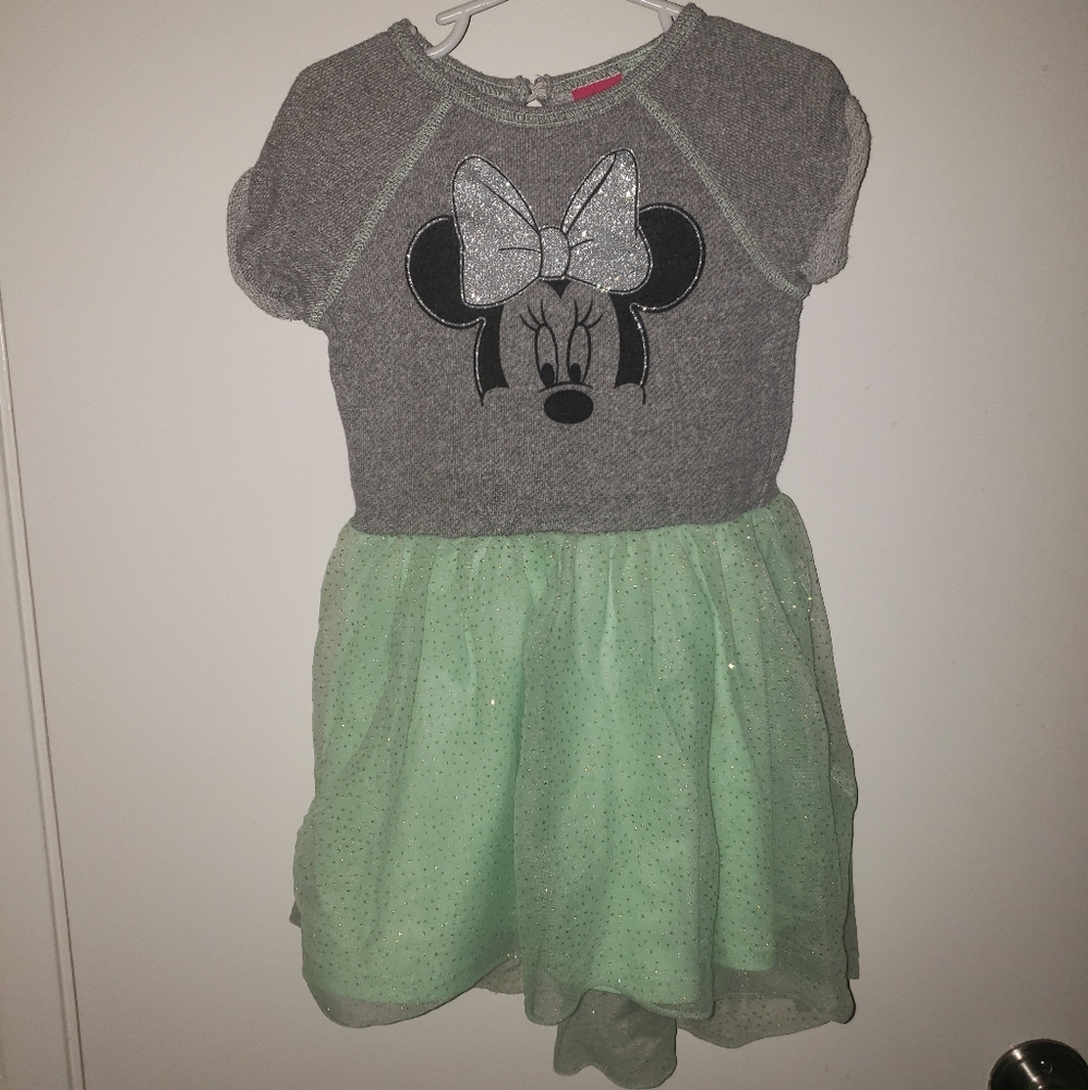 Minnie Mouse dress. Mint green, gray and glitter, size 3-4 Toddler